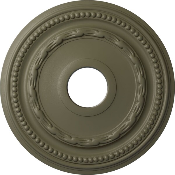 Ekena Millwork Federal Ceiling Medallion (Fits Canopies up to 8 1/2"), 15 3/8"OD x 3 5/8"ID x 1"P, Spartan Stone CM15FESSF - main